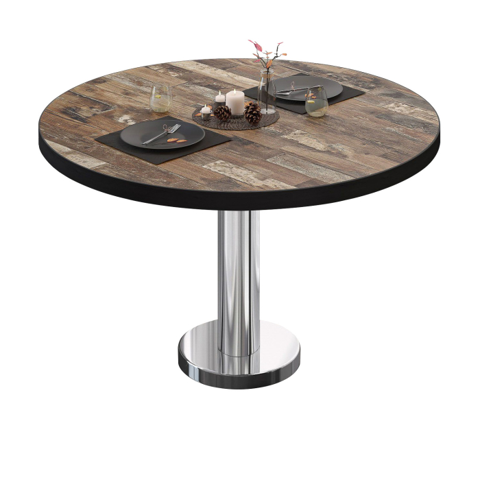 BML | Table de salon Bistro | Ø:H 60 x 39 cm | Vintage Old / Acier inoxydable