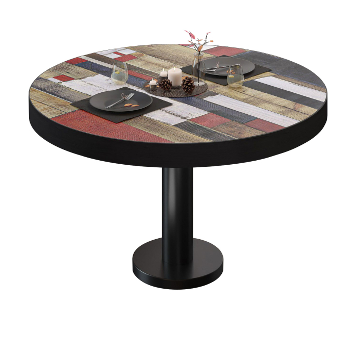 BML | Bistro Loungetisch | Ø:H 60 x 41 cm | Vintage Bunt / Schwarz