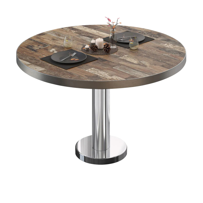 BML | Bistro salongbord | Ø:H 70 x 38,5 cm | Vintage gammelt / rustfritt stål