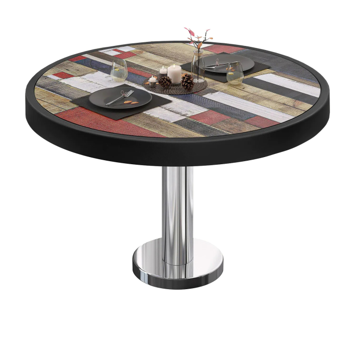 BML | Bistro Loungetisch | Ø:H 70 x 41 cm | Vintage Bunt / Edelstahl