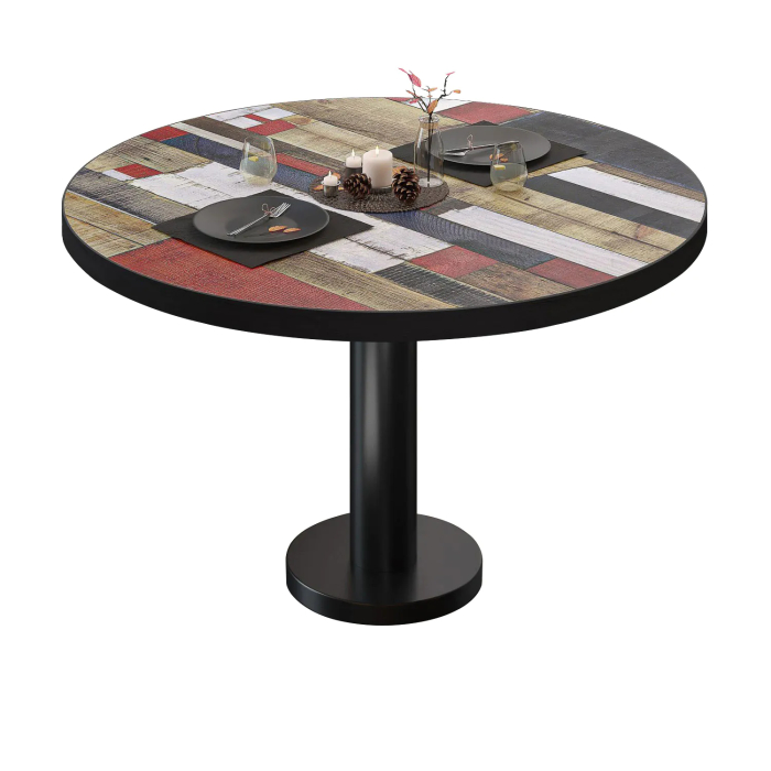 BML | Bistro-loungebord | Ø:H 80 x 38,5 cm | Vintage Colourful / Sort