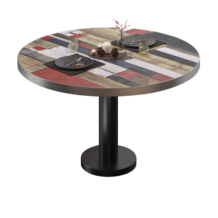 BML | Bistro loungetafel | Ø:H 80 x 38,5 cm | Vintage kleurrijk / Zwart