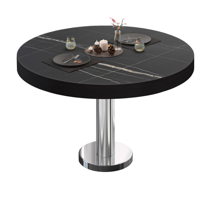 BML | Bistro loungetafel | Ø:H 80 x 41 cm | Zwart marmer / roestvrij staal