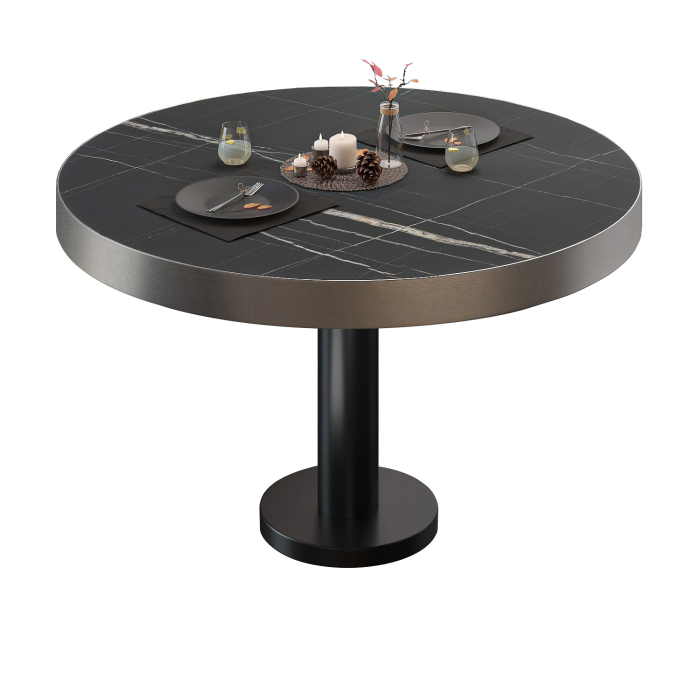 BML | Bistro Loungetafel | Ø:H 80 x 41 cm | Zwart Marmer / Zwart