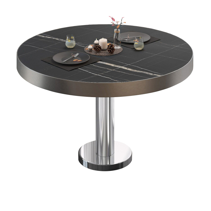 BML | Bistro-loungepöytä | Ø:K 80 x 41 cm | Musta marmori / ruostumaton teräs