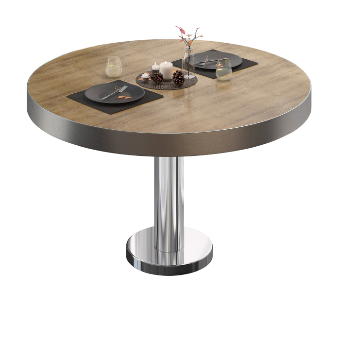 BML | Stół Bistro | Ø:H 70 x 41 cm | dąb / stal nierdzewna