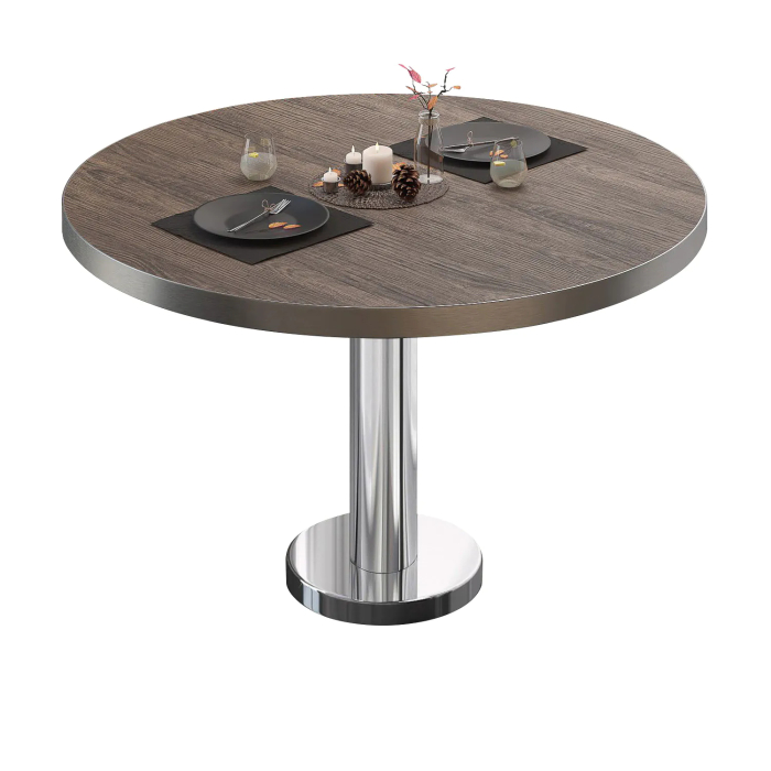 BML | Stół bistro | Ø:H 80 x 39 cm | Jasny wenge / stal nierdzewna