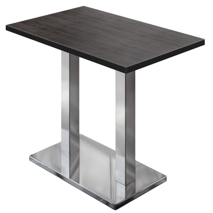 BM | Bistro Stehtisch | 110 x 60 x 108 cm | Rechteckig | Schwarzer Rand | Wenge / Edelstahl