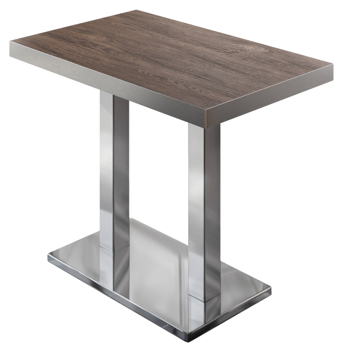 BM | Bistro Stehtisch | 110 x 60 x 110 cm | Rechteckig | Edelstahl Rand | Light Wenge / Edelstahl