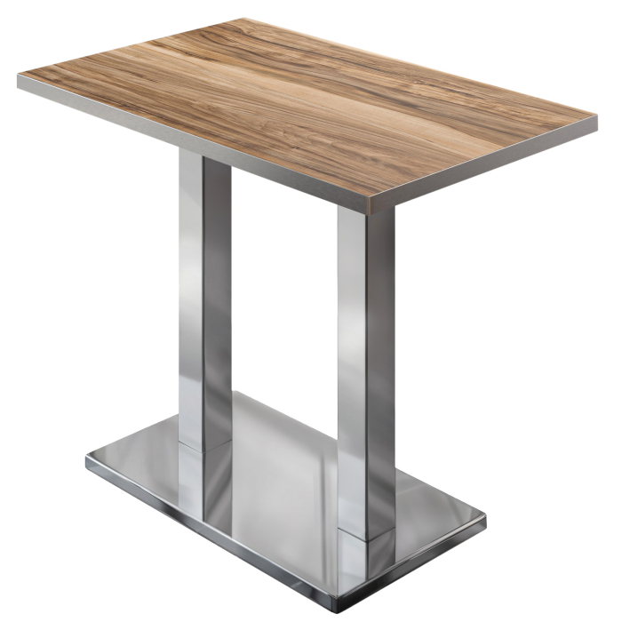 BM | Bistro Stehtisch | 120 x 70 x 108 cm | Rechteckig | Edelstahl Rand | Sheesham / Edelstahl