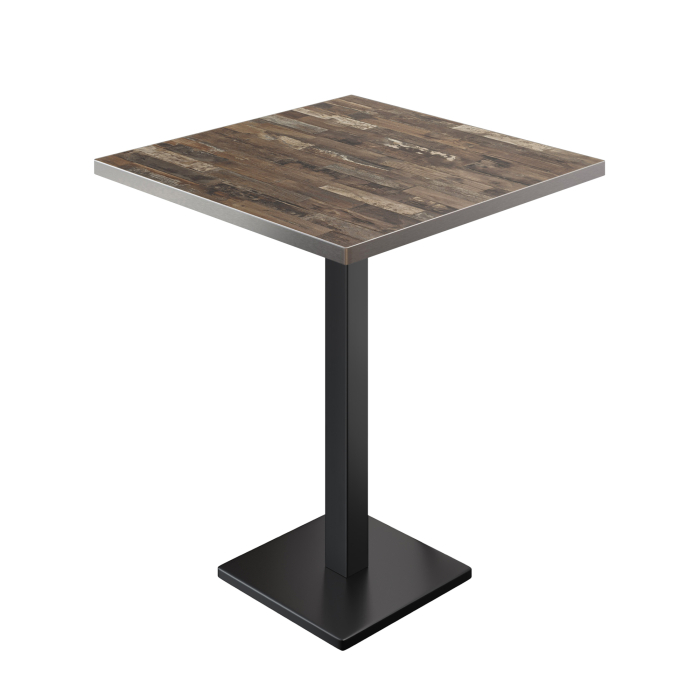 BM | Bistro statafel | 60 x 60 x 108 cm | Vierkant | RVS rand | Vintage oud / zwart