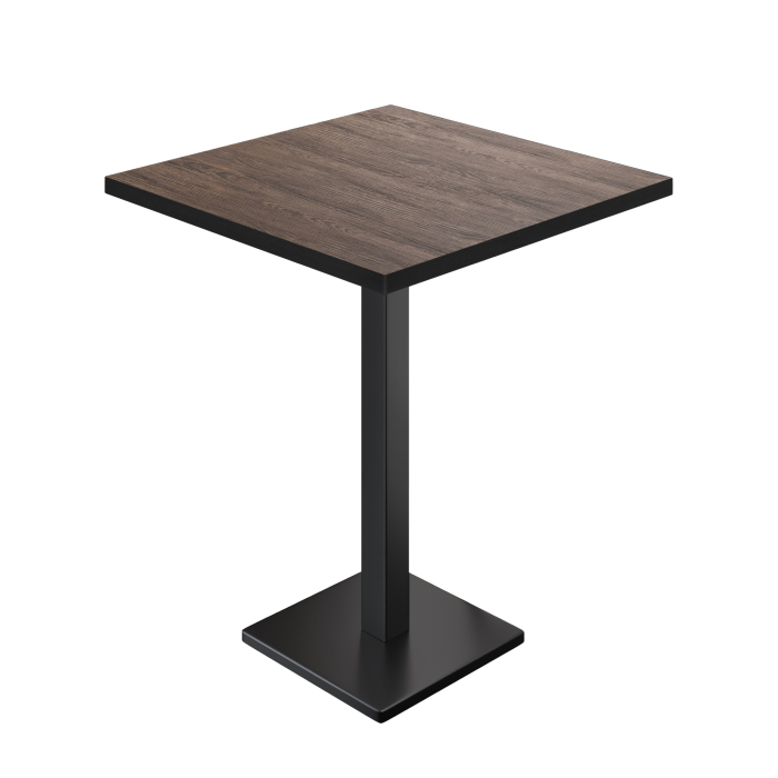 BM | Bistro Stehtisk | 70 x 70 x 108 cm | Firkantet | Svart kant | Lys Wenge / Svart