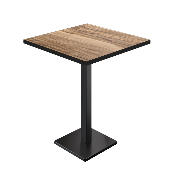 BM | Bistro Stehtisk | 70 x 70 x 108 cm | Kvadratisk | Svart kant | Sheesham / Svart