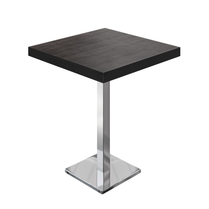 BM | Bistro-pöytä | 70 x 70 x 110 cm | Neliö | Musta reuna | Wenge / Ruostumaton teräs