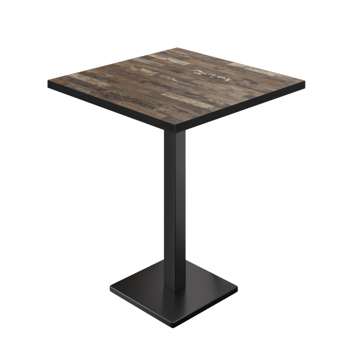 BM | Bistro Tavolo Alto | 80 x 80 x 108 cm | Quadrato | Bordo Nero | Vintage Vecchio / Nero