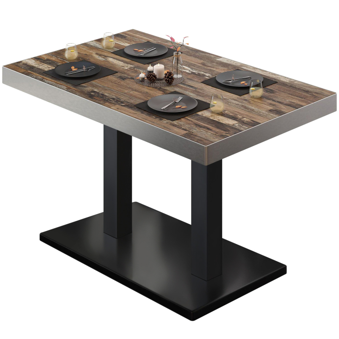 BM | Mesa Bistro | An:F:Al 120 x 70 x 77 cm | Vintage Viejo / Negro | Rectangular