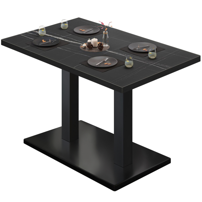 BM | Bistrobord | B:D:H 120 x 70 x 75 cm | Sort marmor / Sort | Rektangulært