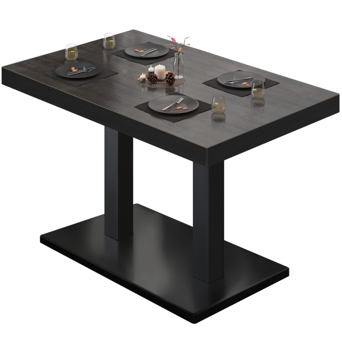 BM | Bistrotafel | B:D:H 130 x 80 x 77 cm | Wengé / Zwart | Rechthoekig