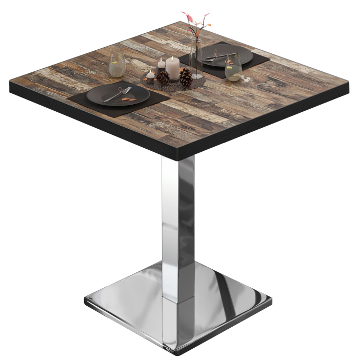 BM | Bistrobord | B:D:H 70 x 70 x 75 cm | Vintage Old / Rustfrit stål | Firkantet