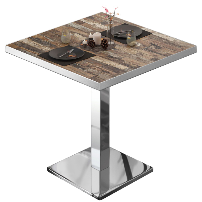 BM | Bistrobord | B:D:H 70 x 70 x 75 cm | Vintage gammelt / rustfritt stål | Torget