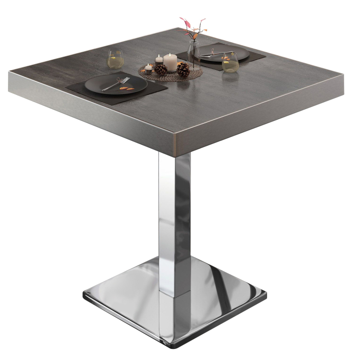 BM | Bistrotafel | B:D:H 70 x 70 x 77 cm | Wengé / roestvrij staal | Vierkant