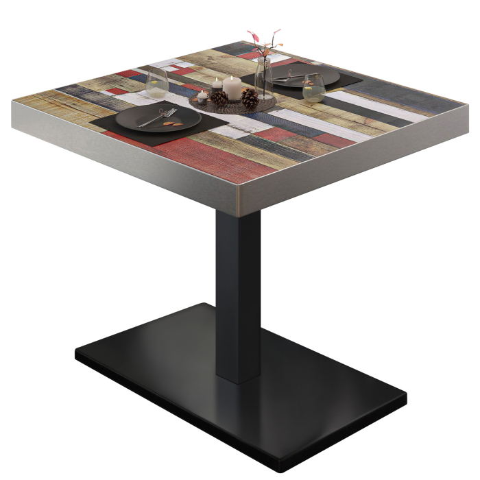 BM | Bistrotafel | B:D:H 80 x 80 x 77 cm | Vintage gekleurd / zwart | Vierkant