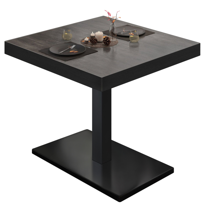 BM | Bistrotisch | B:T:H 80 x 80 x 77 cm | Wenge / Schwarz | Quadratisch | Schwarzer Rand
