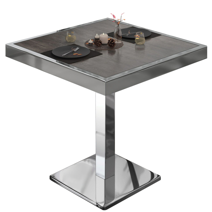 BM | Table de bistrot | L:P:H 60 x 60 x 77 cm | Wengé / Inox | Carré
