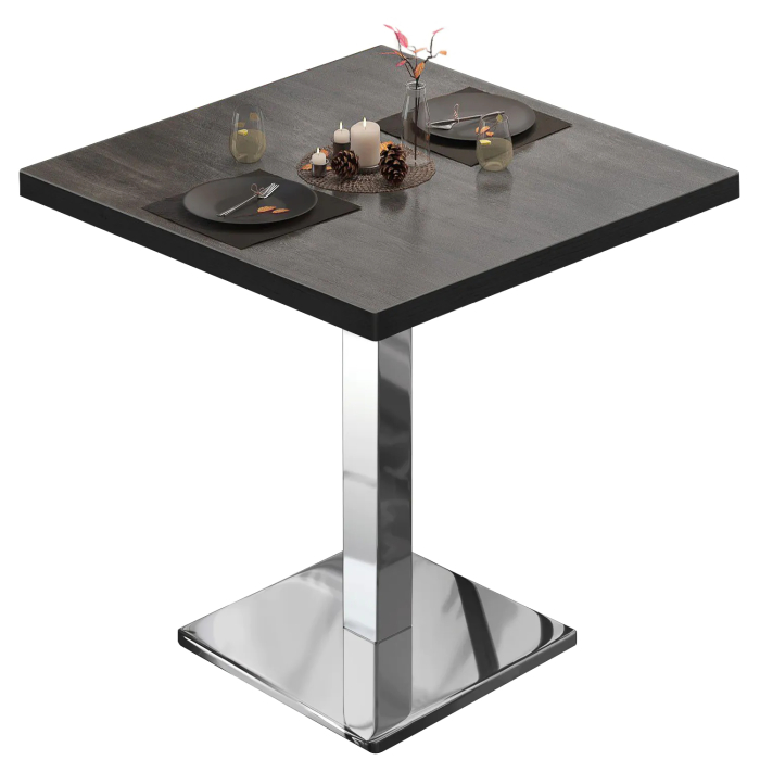 BM | Tavolo da bistrot | L:P:H 70 x 70 x 75 cm | Wengé / acciaio inox | Quadrato
