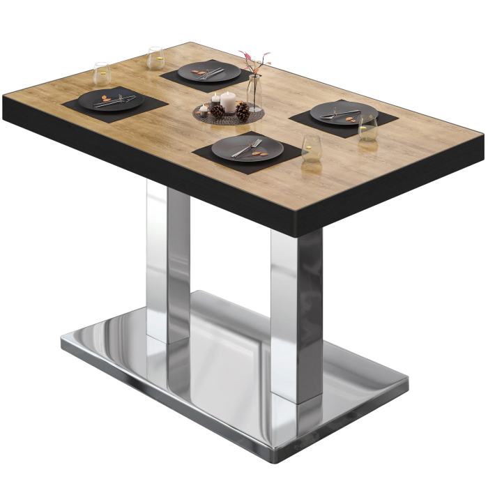 BM | bistro table | W:D:H 110 x 60 x 77 cm | oak / stainless steel | rectangular