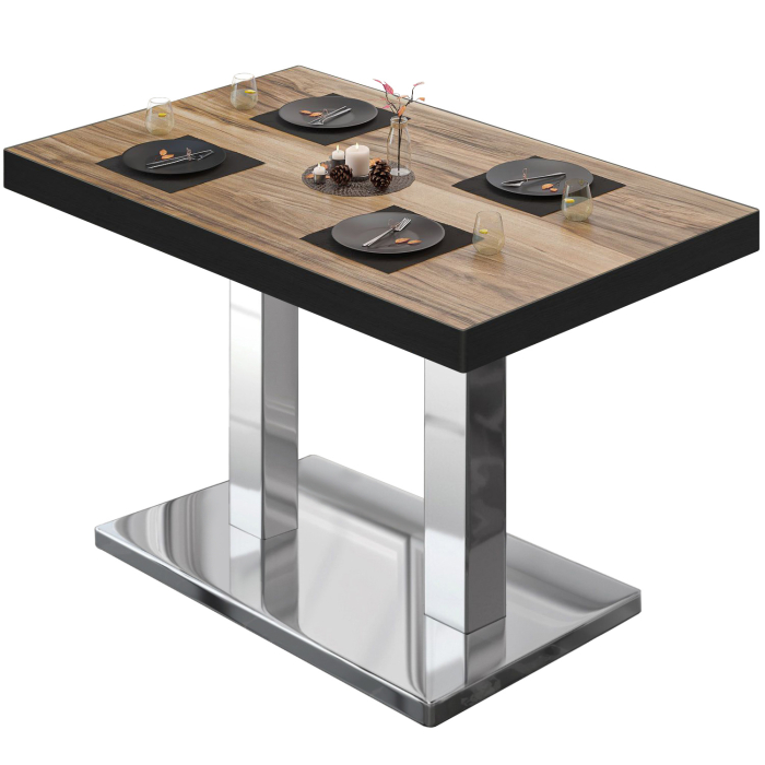 BM | Bistro table | W:D:H 120 x 70 x 77 cm | Sheesham / stainless steel | Rectangular