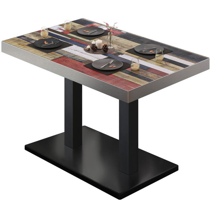 BM | Bistro table | W:D:H 120 x 70 x 77 cm | Vintage Colourful / Black | Rectangular