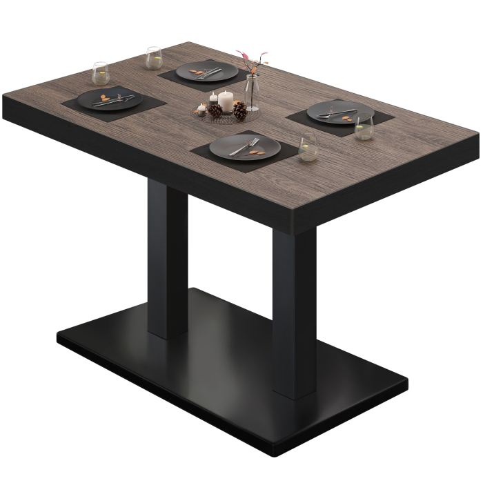 BM | Stół bistro | W:D:H 130 x 80 x 77 cm | Jasny Wenge / Czarny | Prostokątny