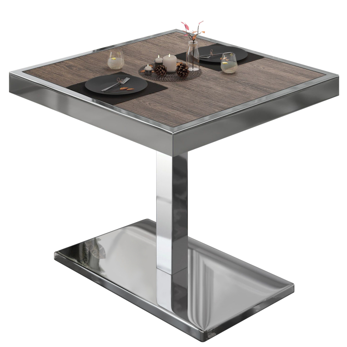 BM | Bistro Table | W:D:H 80 x 80 x 77 cm | Light wenge / stainless steel | Square