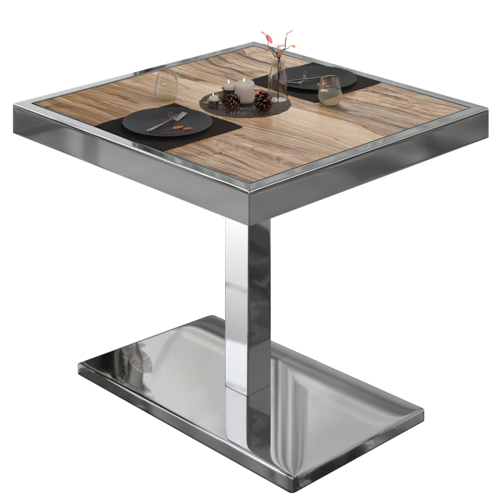 BM | Bistro Table | W:D:H 80 x 80 x 77 cm | Sheesham / stainless steel | Square