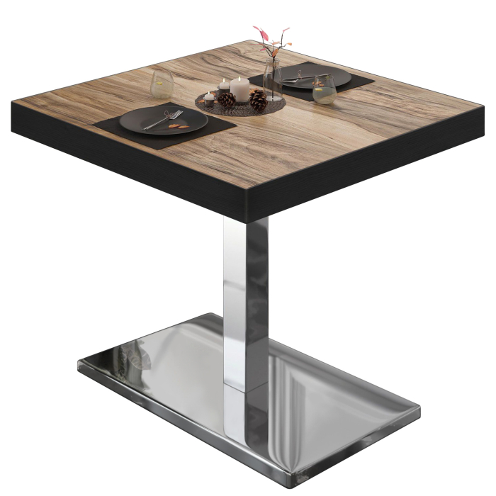 BM | Bistro Table | W:D:H 80 x 80 x 77 cm | Sheesham / stainless steel | Square