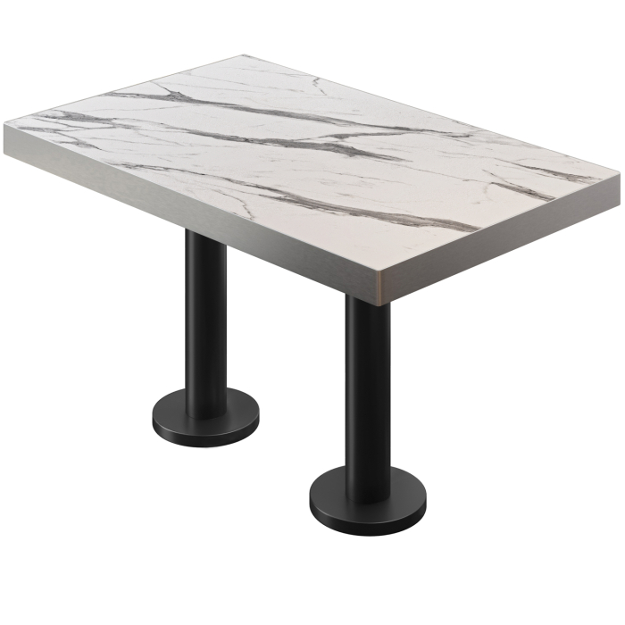 BML | Tavolo doppio Bistro | 110 x 60 x 77 cm | Rettangolare | Marmo bianco / Nero