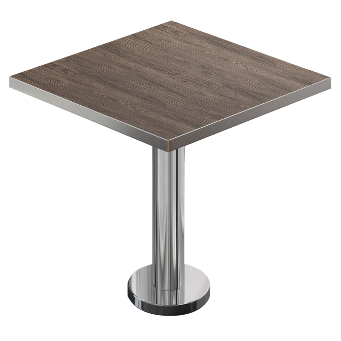 BML | Bistro Tisch | 70 x 70 x 74,5 cm | Quadratisch | Edelstahl Rand | Light Wenge / Edelstahl
