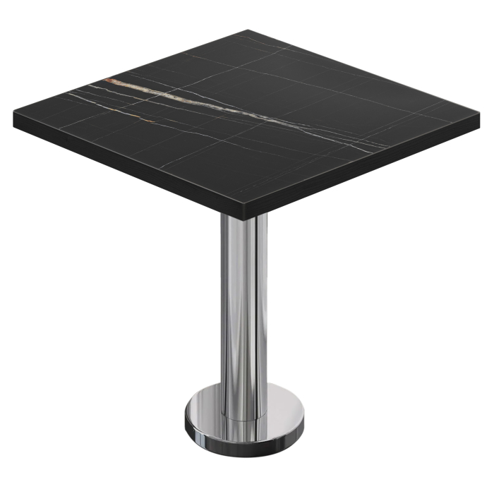 BML | Bistrobord | 70 x 70 x 74,5 cm | Firkantet | Sort marmor/rustfritt stål