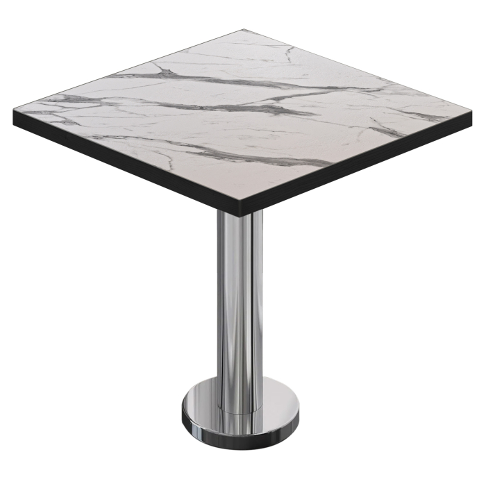 BML | Table Bistro | 70 x 70 x 74,5 cm | Carré | Blanc Marbre / Acier inoxydable