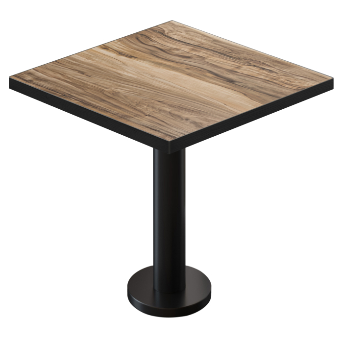 BML | Bistro Tisch | 80 x 80 x 74,5 cm | Quadratisch | Schwarzer Rand | Sheesham / Schwarz