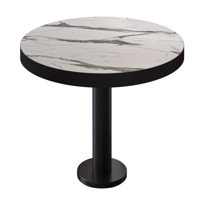 BML | Bistrobord | Ø:H 70 x 77 cm | Hvid marmor / Sort | Rundt