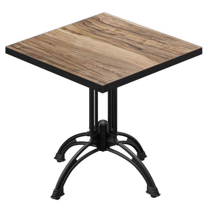 BMLG | Bistro Tisch | 60 x 60 x 75 cm | Quadratisch | Schwarzer Rand | Sheesham / Schwarz