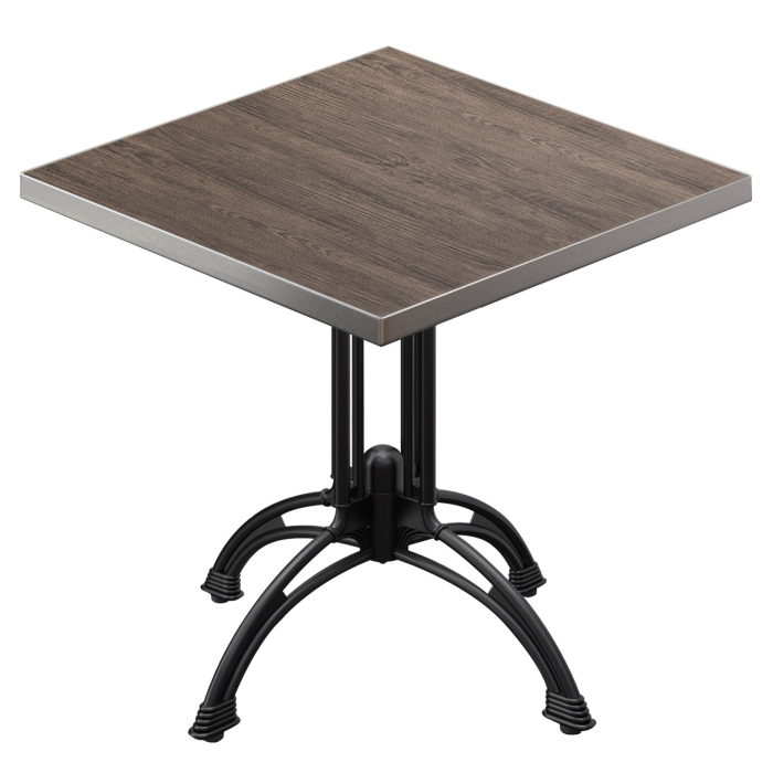 BMLG | Bistro Tisch | 70 x 70 x 75 cm | Quadratisch | Edelstahl Rand | Light Wenge / Schwarz