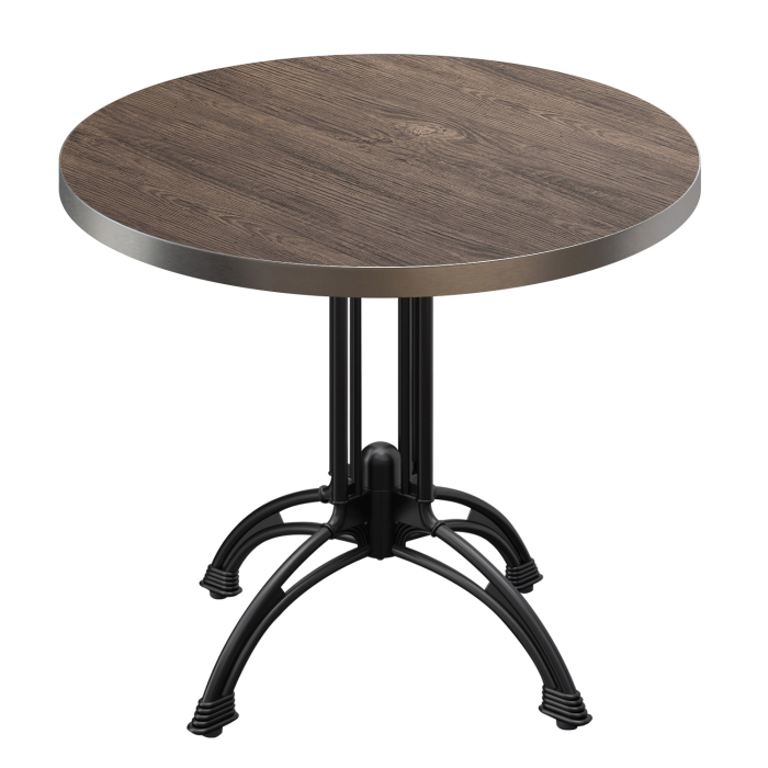 BMLG | Bistro Tisch | Ø 70 x 75 cm | Rund | Edelstahl Rand | Light Wenge / Schwarz