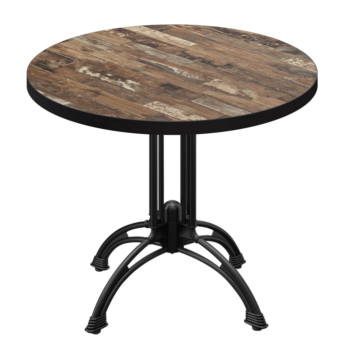 BMLG | Mesa Bistro | Ø 70 x 75 cm | Redonda | Borde negro | Vintage Old / Negro