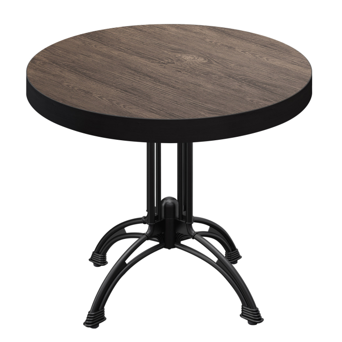 BMLG | Bistro Tisch | Ø 70 x 77 cm | Rund | Schwarzer Rand | Light Wenge / Schwarz