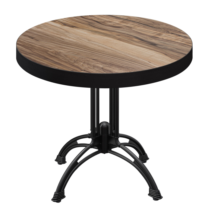 BMLG | Bistro Tisch | Ø 70 x 77 cm | Rund | Schwarzer Rand | Sheesham / Schwarz