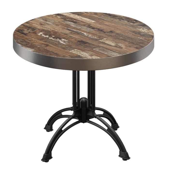 BMLG | Bistro Tisch | Ø 80 x 77 cm | Rund | Edelstahl Rand | Vintage Old / Schwarz