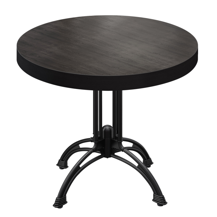 BMLG | Bistro Tisch | Ø 80 x 77 cm | Rund | Schwarzer Rand | Wenge / Schwarz